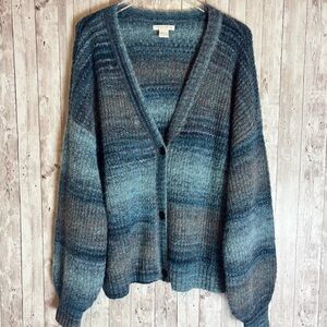 Christian Siriano New York Blue Marled Grandpa Cardigan